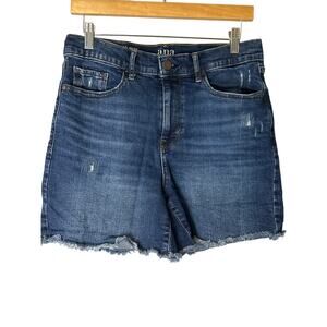 Ana Demin Jean Shorts High Rise Distressed Fray Hem Medium Wash Women’s Size‎ 10